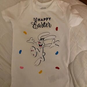 Simple Joys White "Happy Easter" Bunny Graphic Baby Oneies